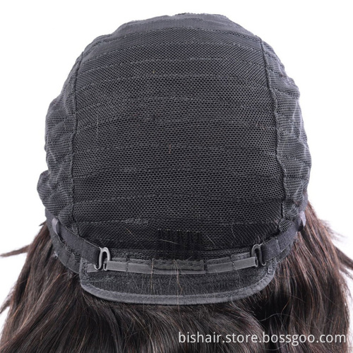 Human hair with bangs without front lace Brazil real human hair wig machine made wig straight hair 150% density natural color